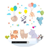 Vinilo Decorativo Infantil Animalitos Globos Nubes