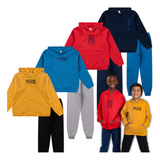 8 Roupa Moletom Infantil Juvenil Menino 4 Casaco + 4 Calça