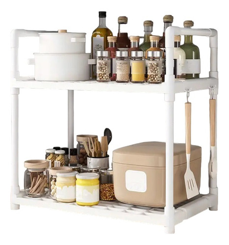 Estante Rack De Cocina Y Baño Multifuncional 2 Niveles