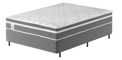 Cama Box Colchão Casal Molas Ensacadas Up 1,38m Cinza/branco