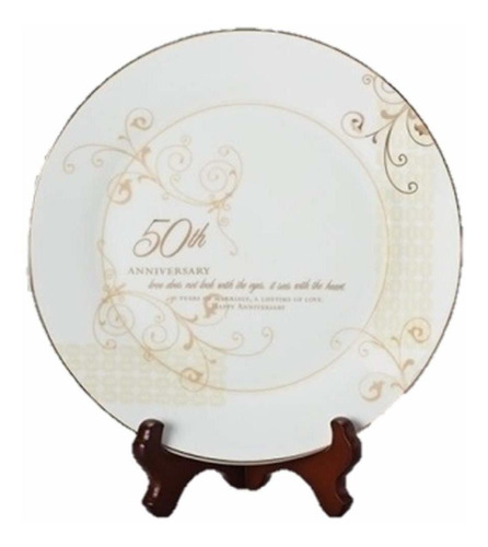 Roman - Plato De Porcelana Con Soporte Para 50 Aniversario D