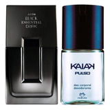 Natura Kaiak Pulso Deo Corporal 100ml + Avon Black Essential Dark Colônia 100ml Kit 2 Perfumes