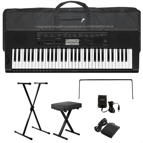 Organo Teclado Casio Ctk3500 Funda Pie Banqueta Fuente Pedal