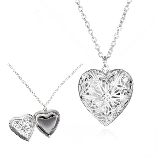 Relicario Collar Corazon  Plata Bisuteria