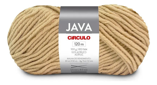 Pacote 5 Lã Circulo Java 100g Tex 833 120 Metros-efeito Cor