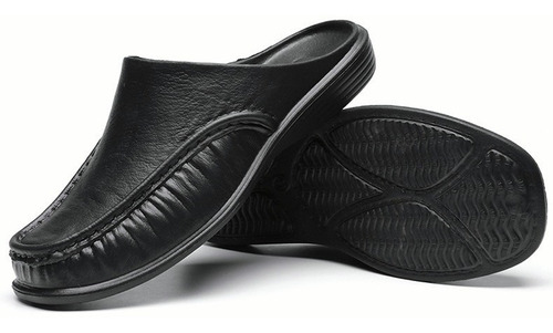 Zapato Casual Piso Hombre Negro Piel