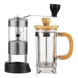 Cafetera Embolo 600ml + Molinillo Cafe + Espumador Batidor