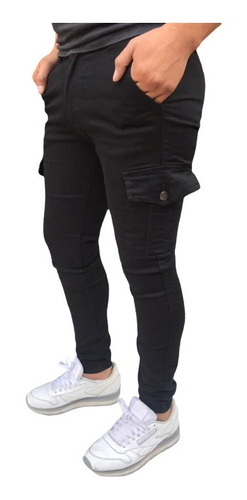 Pantalon Cargo Hombre Chupin Elastizado Con Pasa Cinto 