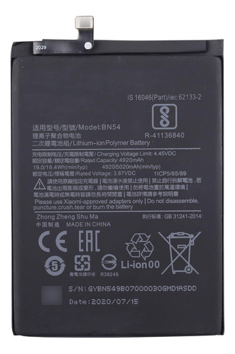 Batería Pila Para Xiaomi Redmi 9 Note 9 Bn54 Original.