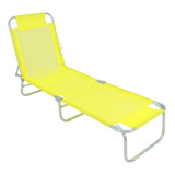 Cadeira Espreguiçadeira Praia Piscina Textilene Amarela Bel