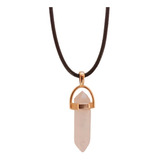 Collar Dije Piedra Natural Cristal Cuarzo Rosa Hombre Mujer