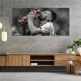 Cuadro Messi Beso Copa Del Mundo Blanco Y Negro Decorativo