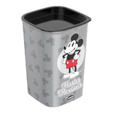 Porta Cotonetes Em Plastico Cinza/preto Mickey Mouse 420ml