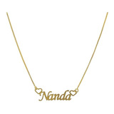 Colar Nome Personalizado Nanda Banhado A Ouro + Brinde