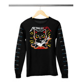 Camiseta Manga Larga Thrash Metal Metallica Gatos