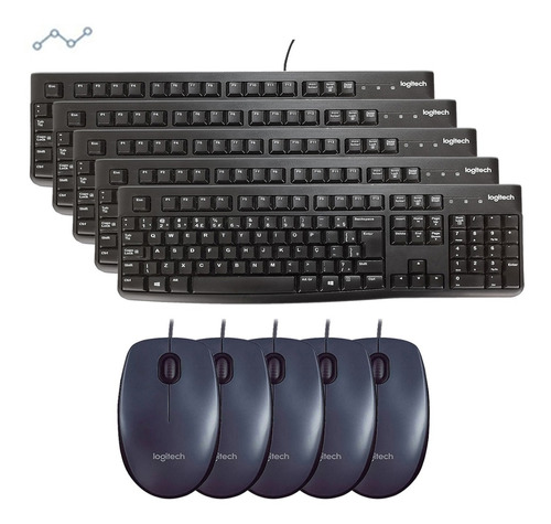 Combo Resist Água 5 Teclados + 5 Mause Teclas Ç Abnt2 C Cabo