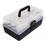 Caja De Pesca Waterdog Con 2 Bandejas 14 Divisiones Camping Color Transparente Y Negro