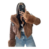 Campera Crop Eco Cuero Piel Importada Dama Vadi 