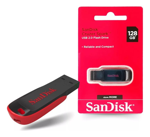 Pen Drive Sandisk Usb 128gb Cruzer Lâmina 2.0 Flash Drive 