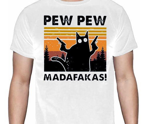 Gatos - Michi - Pew Pew Muthaf*cka- Blanca - Polera- Cyco