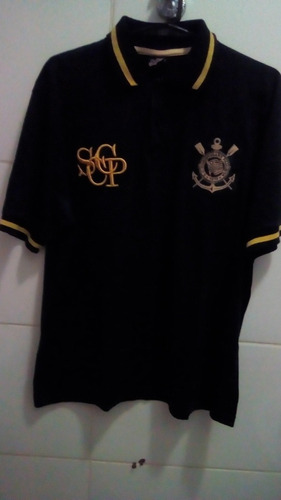 Camisa Polo Sport Club Corinthians Paulista Símbolo Dourado