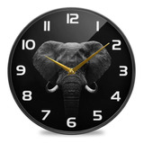 Reloj De Pared Rústico Con Diseño De Elefante 30 Cm Sin Tict