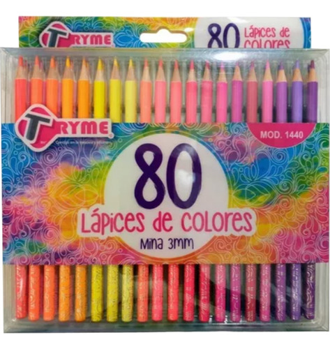 Lapices De Colores Tryme Intensos Y Pastel Estuche C/80 Pzas