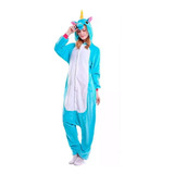 Pijama Kigurumi Macacão Adulto Unicornio Azul P/entrega