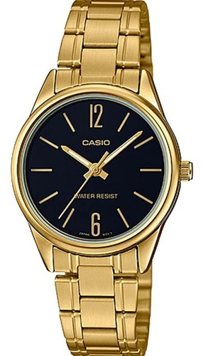 Reloj Casio Ltpv005 Mujer Dorado Negro Watchsalas* Full Correa Ltp-v005g-1b