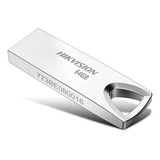 Memoria Usb Hikvision M200 64gb Usb 2.0 Lectura 80mb/s Color Plateado Liso