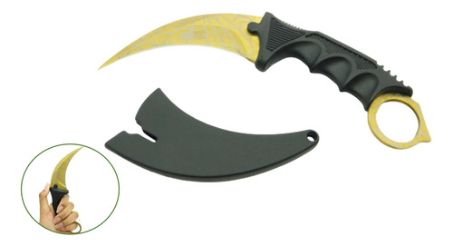 Faca Camping Csgo Karambit Golden Web Dourada Tática