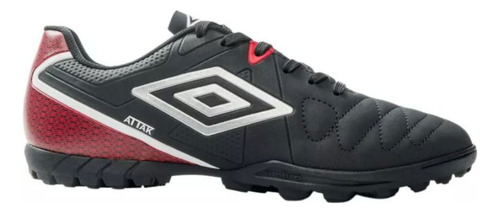 Chuteira Society Umbro Attak Eternal Unissex Preto Vermelho