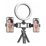 Aro Led Selfie Minitrípode + 2clip Soporte Celular Sobremesa