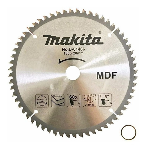 Disco Hoja Sierra Makita Mdf Melamina 185mm 20mm 60d D-61466