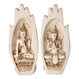Estátua Mão Buda Hindu Em Resina Bege