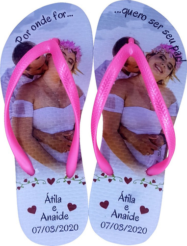 70 Chinelo Personalizado Casamento Brinde Embalagem Gratis