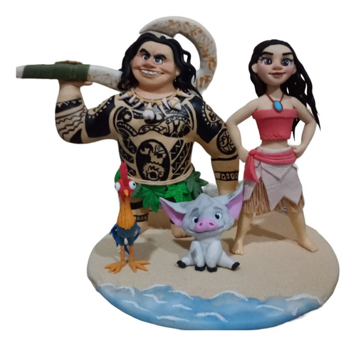 Adorno De Moana ,mawi , Cerdito Y Gallo En Porcelana Fria 