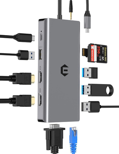 Estación De Acoplamiento 12 En 1, Hub Usb C Tymyp, 2 * 4k Hd