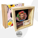 Alcancía De Madera Frida Kahlo + Empaque Personalizado
