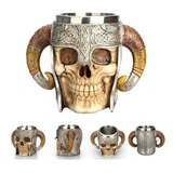 Taza De Calavera Vikinga Medieval. 550 Ml De Acero Inoxidabl