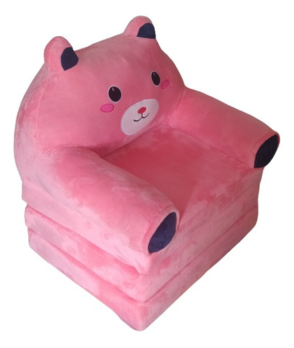 Silla Puff Sofá Niño Niña Bebé Peluche Colchoneta Oso Rosa