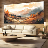 Quadro Sala Paisagem Abstrato Campo Decorativo Grande 100x50 Cor Colorido Armação Impresso Nas Laterais 3cm