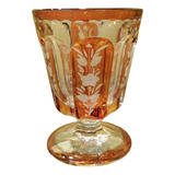Copa Cristal Antiguo De Bohemia Tallado 'flores En Naranjas'