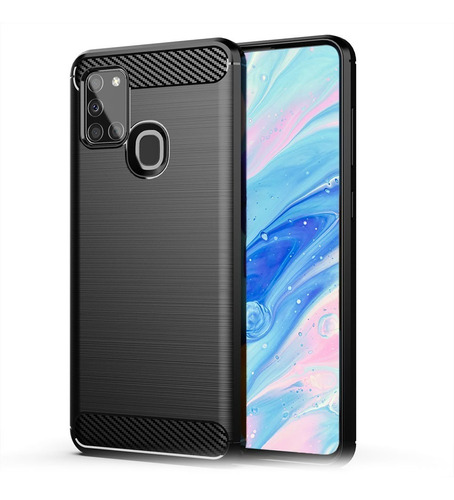 Funda Tpu Fibra Carbono Para Samsung A21s + Templado 5d