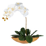 Arranjo Orquideas Silicone Grande Artificial Espelhado Branc