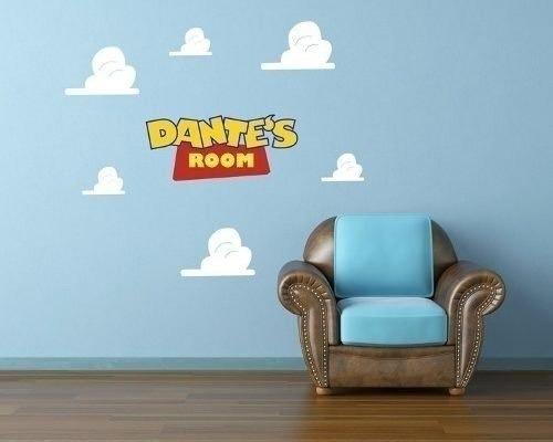 Vinil Toy Story Personalizado Con Nombre Incluye Nubes