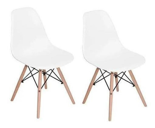 Kit Sillas Eames Madera Comedor Sala Paquete X 2 Color De La Estructura De La Silla Blanco