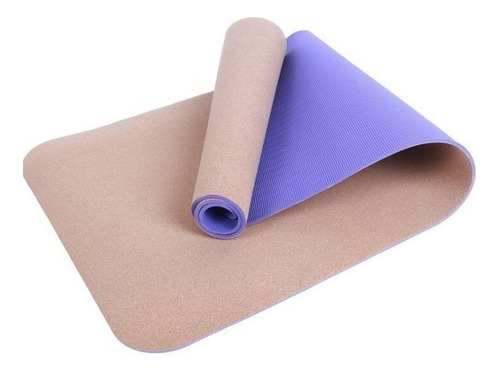 Yoga Mat Colchoneta Meditacion 5mm Corcho Ecologico + Tpe Color Violeta
