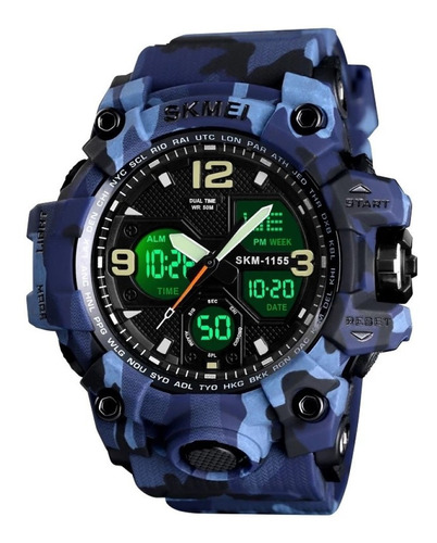 Relógio Masculino Skmei 1155b Prova D'água Digital Azul Camu