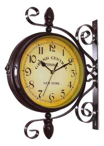 Kiaotime Reloj De Pared Vintage De Doble Cara Hierro Metal S